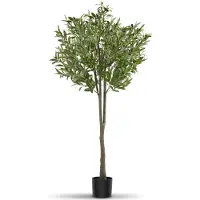 TecTake Kunstmatige Olijfboom Oleand – Mediterrane Kunstplant met Realistische Bladeren en Olijven – Onderhoudsvriendelijk en Veelzijdig – Inclusief Stevige Bloempot – Hoogte: 150 cm