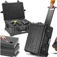 TecTake - Transportkoffer verrijdbaar met telescoopgreep - Fotokoffer - Camerakoffer 45 x 26 x 58 cm - 2 kliksluitingen - Mogelijkheid voor afsluiten met hangslot