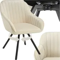 TecTake Eetkamerstoel – Draaibaar met Armleuningen & Fluwelen Bekleding – 58 x 58 x 82 cm – Crème