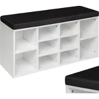 TecTake Schoenenkast - met Zitkussen - Zwart / Wit - 403174