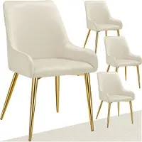 TecTake Eetkamerstoel Avane - Fluweeloptiek, Draagkracht 120 kg - Set van 4 - Beige - Snelle Montage