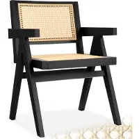 TecTake Houten Stoel Lizzy met Armleuning - Zwart - Eetkamerstoel met Weens Vlechtwerk - Boho-Stijl Stoel met Rugleuning - Massief Houten Frame - Belastbaarheid 120 kg