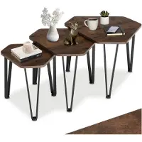 TecTake - Salontafel-set Torquay - industrieel donkerbruin - 404734