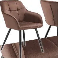 TecTake Eetkamerstoel Marilyn - Gestoffeerde Stoel in Fluweellook - Stikpatroon - Zwarte Stoelpoten - Ergonomische Keukenstoel - Met Doorlopende Rugleuning en Armleuningen - Stoel voor Woonkamer,