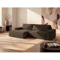 Vente-unique Hoekslaapbank AMELIA van PASCAL MORABITO - Ribfluweel - Bruin - Hoek links