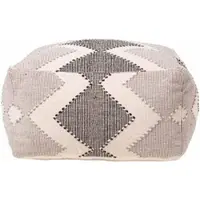Homescapes Poef Malmö geometrisch patroon 55 x 30 cm - zitzakkruk crème-grijs-zwart