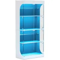 OKWISH Vitrinekast - Led En Sensor - Voor Woonkamer En Slaapkamer - Glas En Spaanplaat Wit - 80x35x165 Cm