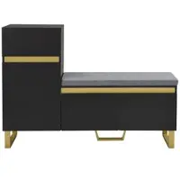 STILVORA Schoenenkast - Multifunctionele Schoenenkast Met Zitbank En Lade - Ruime Opbergruimte Voor Entree En Hal - MDF - 120x35x85 cm - Zwart