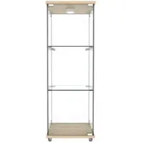 OKWISH Vitrinekast - Glazen Vitrine Met Ledverlichting - Voor Collecties In Woonkamer En Slaapkamer - Mdf Naturel - 42,5 X 36,5 X 120 Cm