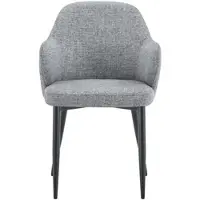 MODFU - Eetkamerstoelen Set Van 2 - Brede Gebogen Rugleuning - Modern - Voor Eethoek - Stof En Metaal - Grijs En Zwart