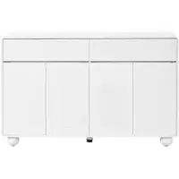 MODFU - Dressoir - Gebogen Deuren - 2 Lades En 4 Deuren - Modern - Woonkamer - MDF En Spaanplaat - Wit - 140 X 38 X 89 Cm