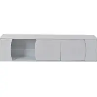 MODFU Tv-Meubel - 3 Deuren - Ledverlichting - Staand Ontwerp - Spaanplaat - Wit - 180 X 40 X 45 Cm