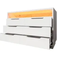 MODFU - Dressoir - Led-Verlichting En 6 Laden - Modern - Voor Woonkamer Of Slaapkamer - Spaanplaat - Wit - 120 X 40 X 85 Cm