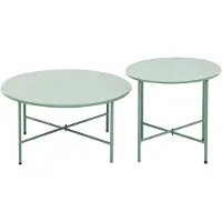 Vente-unique Set van 2 salontafels van metaal voor de tuin - Kaki - NIKAO van MYLIA