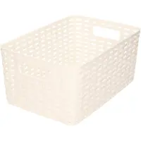 PlasticForte Opbergmand - Kastmand - rotan kunststof - wit - 6 Liter - 19 x 29 x 13 cm - Opbergmanden