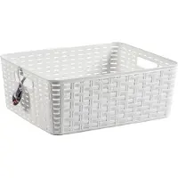 PlasticForte Opbergmand - Kastmand - rotan kunststof - wit - 12 Liter - 30 x 37 x 13 cm - Opbergmanden