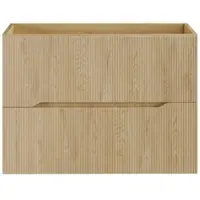 Vente-unique Zwevend geribbeld wastafelmeubel - Licht naturel - B80 cm - ORISO