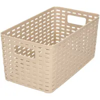 PlasticForte Opbergmand - Kastmand - rotan kunststof - taupe - 5 Liter - 15 x 28 x 13 cm - Opbergmanden