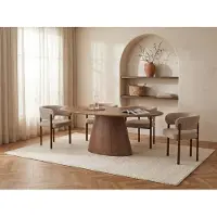 Vente-unique Eettafel 6 plaatsen met notenfineer - Donker naturel - ANTELADA