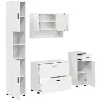 vidaXL Badkamermeubel Set 4 st Hoogglans wit 35 x 30 x 192 cm