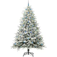 vidaXL Kunstmatige voorverlichte kerstboom met ballenset Groen 240 cm