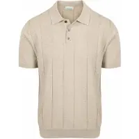 Profuomo Polo beige strepen textuur pique