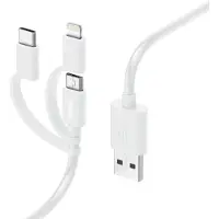 Hama 3 in 1 oplaadkabel - USB naar Micro USB - USB-C - Lightning kabel - Geschikt voor Smartphone en Tablet - 1 meter - Wit