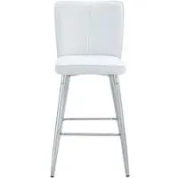STILVORA Barkruk 101 Cm - Set Van 2 - Ergonomische Rugleuning Met Voetsteun - Voor Keukenbar En Eethoek - Metaal En Pu Leer - Wit Zilver