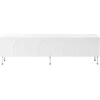 OKWISH Tv-Meubel – 4 Deuren – 2 Opbergvakken – Voor Woonkamer – MDF En Spaanplaat Wit – 180 x 35 x 49 cm