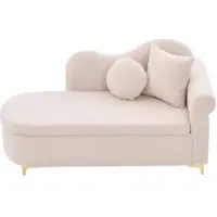 MODFU - Ligbank - Met Opbergruimte - Gebogen Rugleuning - Retro Design - Woonkamer - Teddypluche - Lichtroze - 134 x 64 x 70 cm