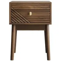 STILVORA Nachtkastje 40x40x55 Cm – Geribbeld Frontdesign Met 2 Lades – Soepel En Stil Stil – Zonder Matras – Modern Houtlook – Walnoot