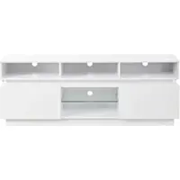 OKWISH Tv-Meubel – Met Ledverlichting En 10 Vakken – Voor Woonkamer – Hoogglans MDF Wit – 160 × 35 × 60 cm