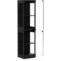 OKWISH Vitrinekast – Met Ledverlichting En Sensor – Voor Woonkamer En Slaapkamer – Acaciahoutkleur – 40x35x165 cm