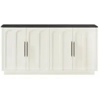 MODFU - Dressoir Met 4 Deuren En Soft-Close - Boogfront - Voor Woonkamer - MDF - Wit En Zwart - 160 x 40 x 80 cm