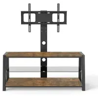 STILVORA Tv-Meubel - Verstelbare Tv-Standaard Met Draaifunctie - Voor 32 Tot 65 Inch - MDF En Metaal - Bruin - 116x42x125 Cm