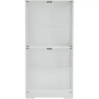 OKWISH Glasvitrine - Met Ledverlichting En Bewegingssensor - Voor Woonkamer Slaapkamer En Kantoor - MDF En Glas Wit - 80x35x165 Cm
