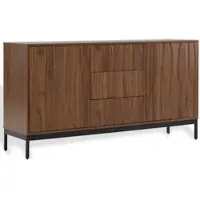 STILVORA Dressoir - Gesleufde Front Met 3 Laden En Verstelbare Planken - Voor Woonkamer Keuken En Hal - MDF - Donkerbruin - 150x40x80 Cm