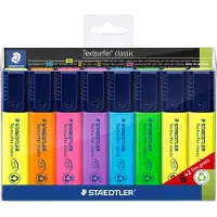 Staedtler Textsurfer Classic markeerstift, wigvormige punt, lijndikte 1-5 mm, navulbaar, met draaidop, gerecycled kunststof, kleur gesorteerd set van 8
