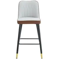 OKWISH Barstoel 100 cm – Set Van 2 Met Rugleuning En Voetensteun – Voor Keukeneiland En Huisbar – Metaal En PU Leer