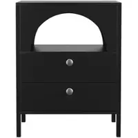 STILVORA Nachtkastje 45x40x58 cm – Modern Design – 2 Lades En Open Vak Voor Opbergen – Voor Slaapkamer Woonkamer Hal – MDF – Zwart