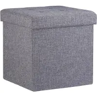 Relaxdays Poef met opslagruimte - opvouwbaar - 38 x 38 x 38 cm - linnen - hocker 40L - Kleur: DONKERGRIJS