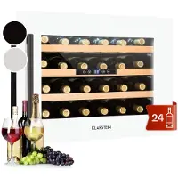 Klarstein Vinsider Inbouw Wijnkoelkast/Drankenkoelkast, Wijnkoelkast met één temperatuurzone, Touchscreen, Barkoelkast voor binnen en buiten, Wijnkoelkast, 5–22 °C, 24 flessen, Wit