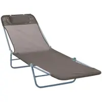 MODFU - Ligbed - Verstelbare Rugleuning 90-180 Graden - Opvouwbaar - Stalen Frame - Bruin