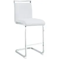 MODFU - Barstoelen Set Van 2 - Voetsteun - Scandinavische Stijl - Voor Keuken Of Horeca - Metaal En Imitatieleer - Wit En Zilver