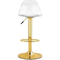OKWISH Barstoel 82 104 Cm - In Hoogte Verstelbaar En 360 Graden Draaibaar Set Van 2 - Met Transparante Rugleuning - Metaal En Kunststof - Goud Transparant