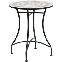 OKWISH Tuintafel - Mozaiek Balkontafel Rond 60 Cm - Voor Balkon Terras En Tuin - Keramisch Blad En Stalen Frame Oranje