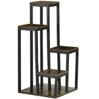 OKWISH Kast 4 Lagen Met Stalen Frame 40 X 40 X 81 Cm Bruin Voor Planten, Boeken En Decoratie In Woonkamer, Balkon Of Tuin