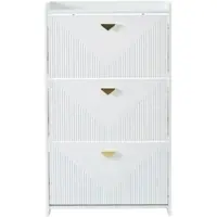 STILVORA Schoenenkast - Met Deuren En Ruime Opbergruimte - 3 Kantelvakken Voor 6 Paar Schoenen - Halmeubel En Bijzetkast - MDF - 70x30x120 cm - Wit