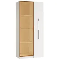 STILVORA Vitrinekast - Glasvitrine Met LED Verlichting En Zijlade - 2-In-1 Display En Opbergkast Voor Woonkamer Eetkamer Kantoor - MDF - 70x40x160 cm - Wit