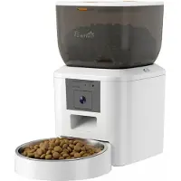 PawHut Pet Feeder-ABS, Edelstahl-35L x 18,5B x 30,5H cm-Weiß